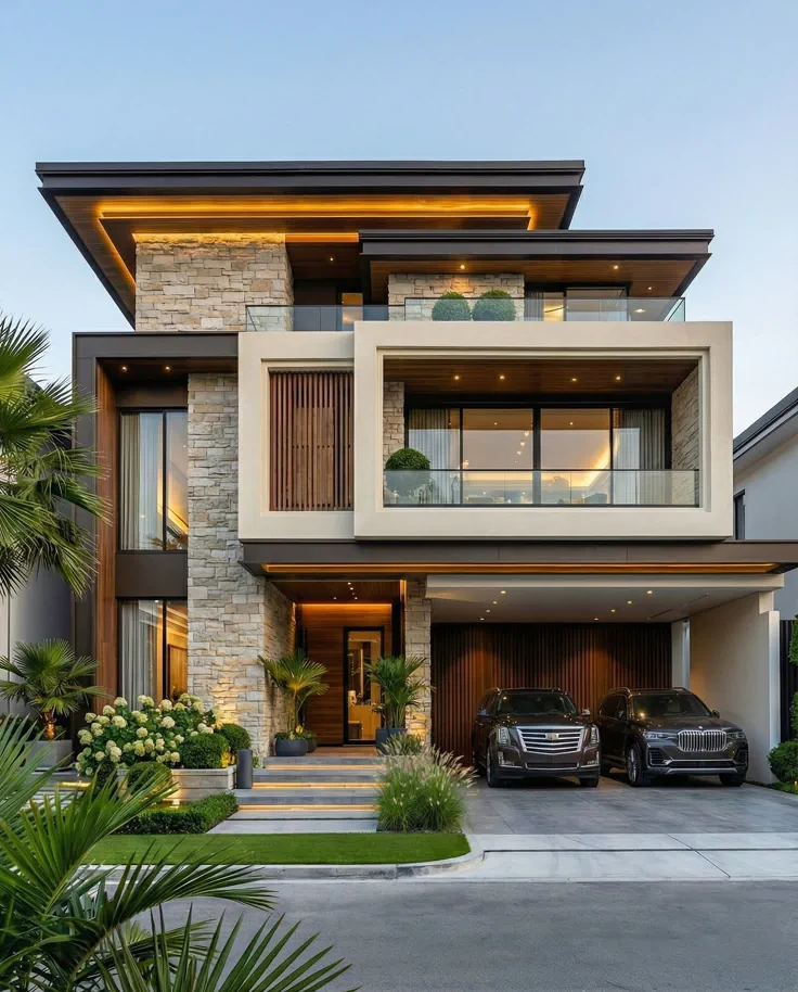 Facade, Lighting and Balcony Ideas for a Premium Home